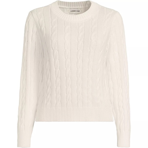 Lands' End Sweaters - Lands' End Women's Cream Cable Knit Sweater